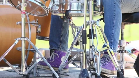 Drummer closeup playing feet Stock Footage 50939997