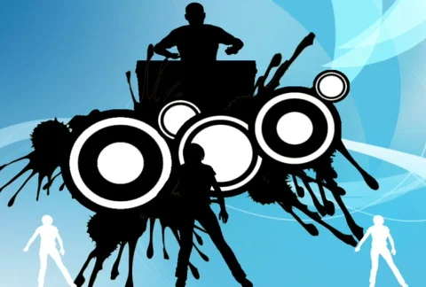  drummer drumming and dancers dancing Stock Footage 557971