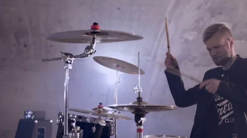 Drummer fast playing drums Stock Footage 75155806