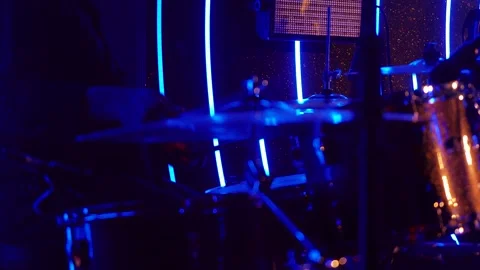 Drummer fermoring on stage closeup  Stock Footage 317307192