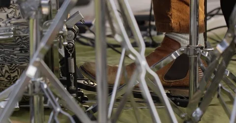 Drummer hitting base - close up Stock Footage 83525821