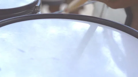 Drummer hitting drum slow motion  Stock Footage 91312101