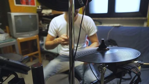 Drummer Jamming on Electric Drums Video stock 83314868