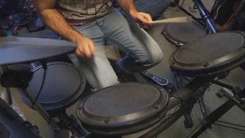 Drummer Jamming in Slow Motion Stock Footage 83340870