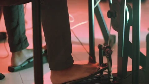 Drummer Kicks the Pedal Hard Stock Footage 202607216