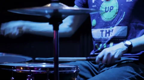 Drummer perform at a concert Stock Footage 43750374