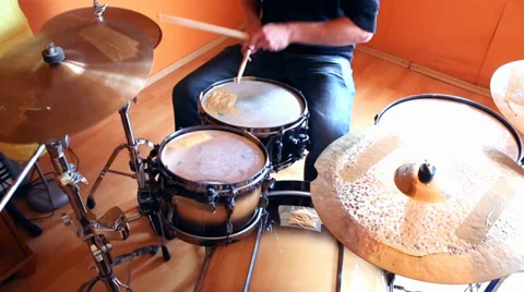 A drummer performing on his Drumset Video stock 39755303