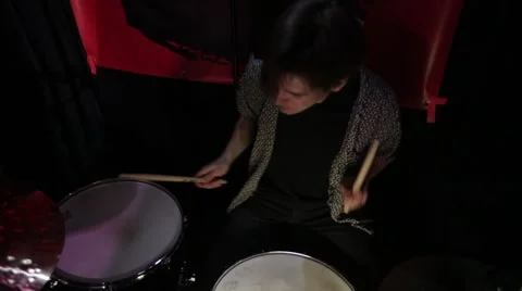 Drummer performing live on stage in night club 動画素材 50659942