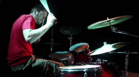 Drummer performing solo on stage Stock Footage 40101554