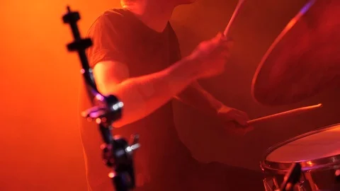 Drummer performs on the stage. Stock Footage 109190155