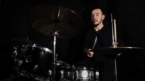 Drummer play in studio Stock Footage 85525314