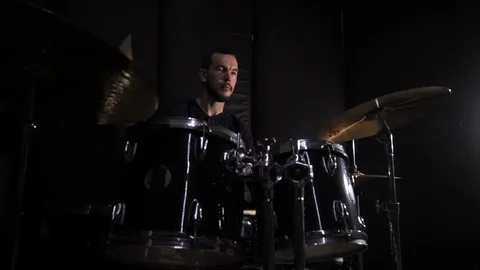 Drummer play in studio Stock Footage 85525363
