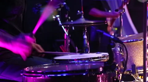 Drummer Playing with Bokeh Effect Stock Footage 33607432