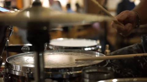 Drummer playing in a cafe Stock Footage 100897712