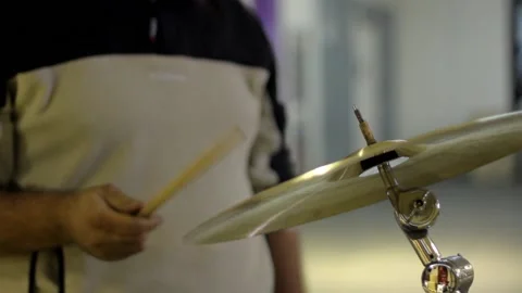 Drummer playing cymbal close up Stock Footage 237624151