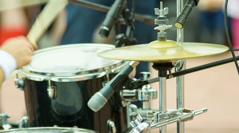 Drummer playing on cymbal Stock Footage 39682103