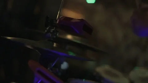 Drummer Playing Cymbals and Jam Block Stock Footage 76875191
