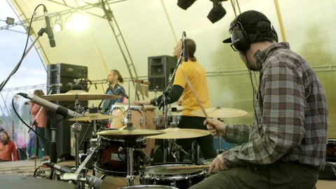 Drummer playing on drum kit Video stock 103935060