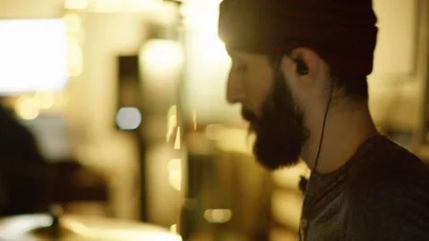 Drummer playing drum set in the studio Stock Footage 108916426