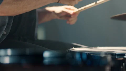 Drummer Playing Drum In Studio Stock Footage 263953760