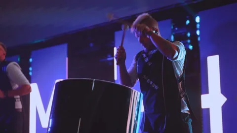 Drummer playing, drumming process, drum show 스톡 동영상 252549417