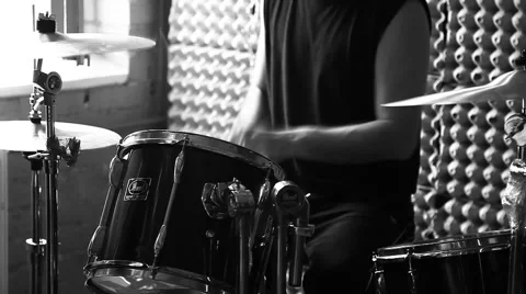 Drummer playing drums Stock Footage 40079257