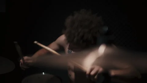Drummer Playing the Drums by himself Stock-Footage 258337383