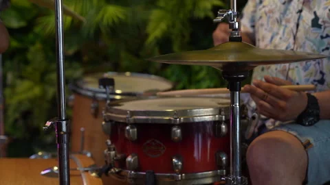 Drummer playing drums at a live event in Izmir, turkey June 23, 2023 Stockbeeldmateriaal 331775398