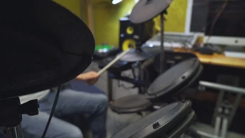 Drummer Playing Electric Drums Video stock 83343932