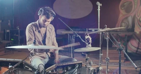 Drummer playing electronic drum set Stock Footage 71465860