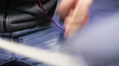 Drummer Playing Electronic Drums Stockbeeldmateriaal 83161202