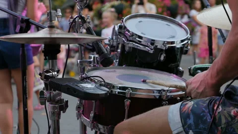 The drummer is playing Stock Footage 95046311