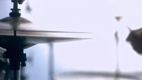 Drummer  playing Hi-hat on drum kit 库存影片 143662165