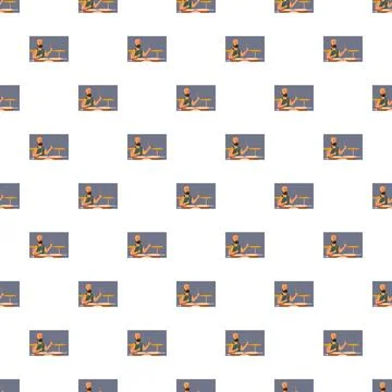 Drummer playing percussion cartoon seamless pattern background Stock Illustration