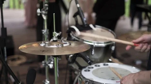 Drummer playing percussion Stock Footage