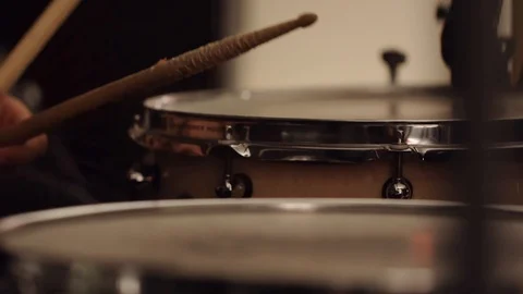 Drummer playing at a recording studio Stock Footage 101576232