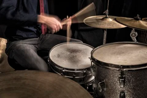 Drummer playing a rhythm Stock Photos