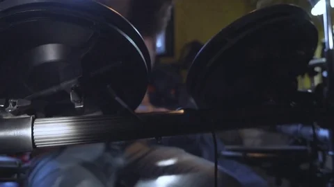 Drummer Playing in Slow Motion Video stock 83340880