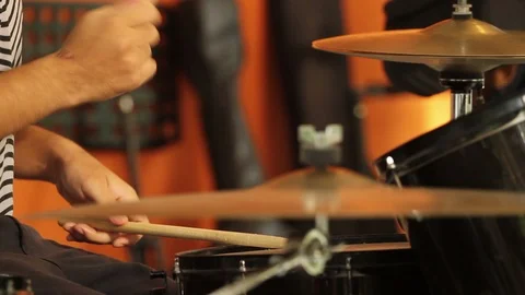 Drummer playing on stage close up Stock Footage 88691930