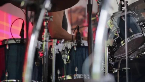 Drummer playing on stage Stock Footage 79231260