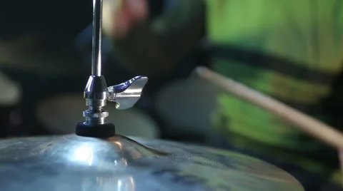Drummer plays a bit on the drumset Stock Footage 44208287