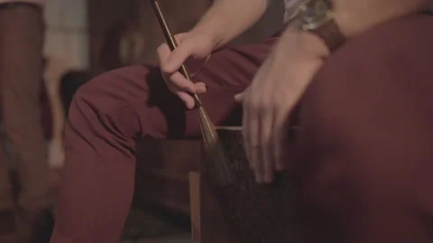 The Drummer Plays Brushes On A Drum Stock Footage 264293376