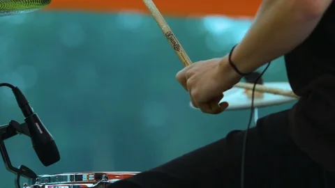 The drummer plays with chopsticks Stock Footage 80380665