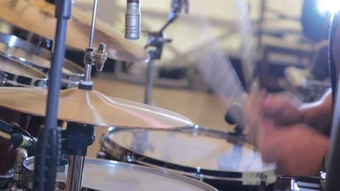 Drummer Plays Closeup Stock Footage 124204047