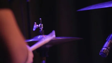 The drummer plays the drum at the concert. Stock Footage 74165201