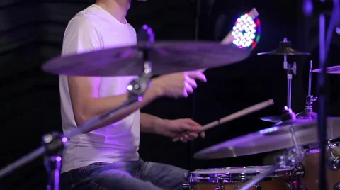 Drummer plays the drums Stock Footage 40634641