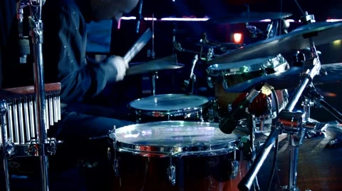 The drummer plays the drums Stock Footage 56317556