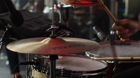 The drummer plays drums. Video stock 80646835