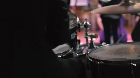Drummer Plays Drums Kit Stock Footage 309320357