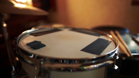 Drummer Plays Drums With Shallow Focus On Tom Video stock 74399598